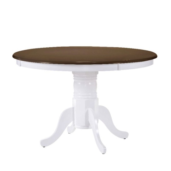 Nirvana Τραπέζι Τραπεζαρίας Κουζίνας, Επεκτεινόμενο, Άσπρο - Καρυδί Φ106 (+30)x75cm