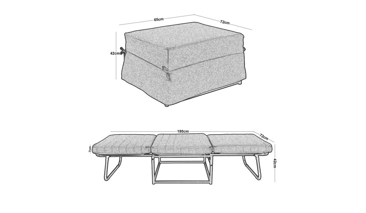 Logan Σκαμπό - Κρεβάτι Σαλονιού - Καθιστικού, Στρώμα 7Cm, Ύφασμα Εκρού 72x65x42cm Bed:72x180x42cm | Mycollection.gr