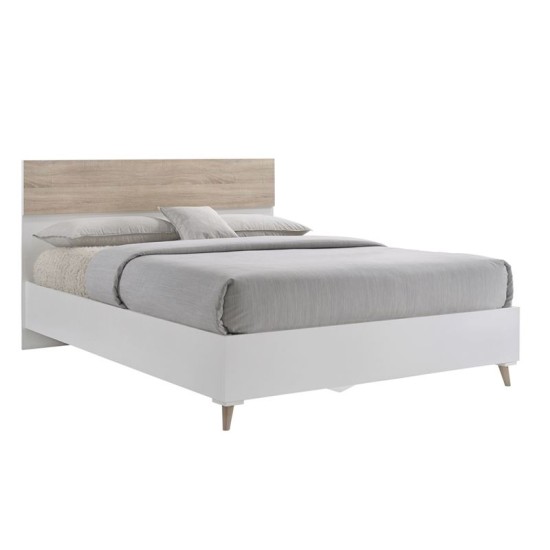 Alida Κρεβάτι Διπλό Για Στρώμα 150X200Cm, Απόχρωση Sonoma - Άσπρο 157x203x100cm