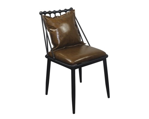 Dante Καρέκλα, Μέταλλο Βαφή Μαύρο, Pu Vintage Brown 42x49x79cm