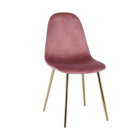 Celina Καρέκλα Χρώμιο Χρυσό, Velure Antique Pink 45x54x85cm