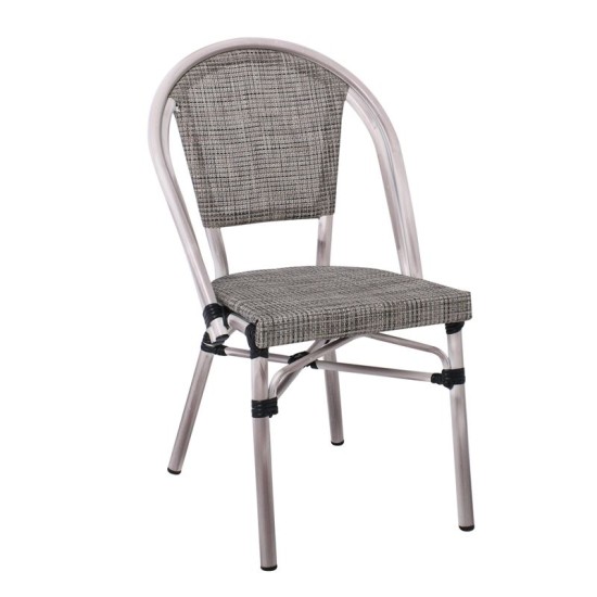 Costa Καρέκλα Dining Αλουμινίου, Απόχρωση Antique Grey -Textilene Μπεζ 50x55x85cm