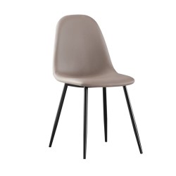 Celina Καρέκλα Μέταλλο Βαφή Μαύρο, Pvc Cappuccino 45x54x85cm