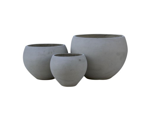 Flower Pot-5  Set 3 Τεμαχίων Cement Grey Φ32x26 / Φ43x32 / Φ55x40cm