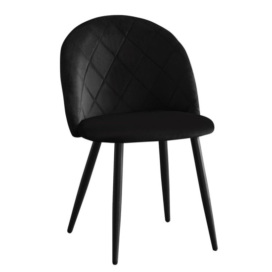 Bella Καρέκλα Tραπεζαρίας, Μέταλλο Βαφή Μαύρο, Ύφασμα Velure Απόχρωση Μαύρο 50x56x80cm