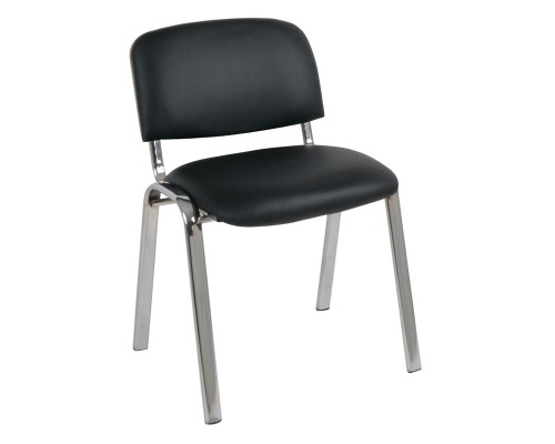 Sigma Καρέκλα Στοιβαζόμενη Γραφείου Επισκέπτη, Χρώμιο, Pvc Μαύρο 55x60x79cm / Σωλ.35x16/1mm