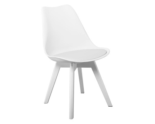 Martin Καρέκλα Ξύλο Άσπρο, Pp Άσπρο Μονταρισμένη Ταπετσαρία 49x57x82cm