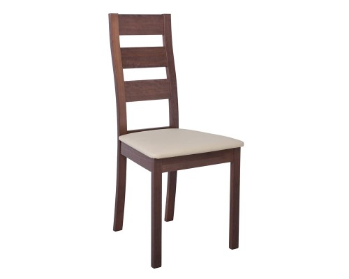 Miller Καρέκλα Οξιά Καρυδί, Pvc Εκρού 45x52x97cm