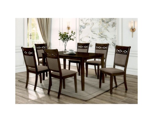 Debora Set Τραπεζαρία Σαλονιού Ξύλινη: Τραπέζι + 6 Καρέκλες Σκούρο Καρυδί -Ύφασμα Καφέ 160x90x76cm / 45x49x100cm