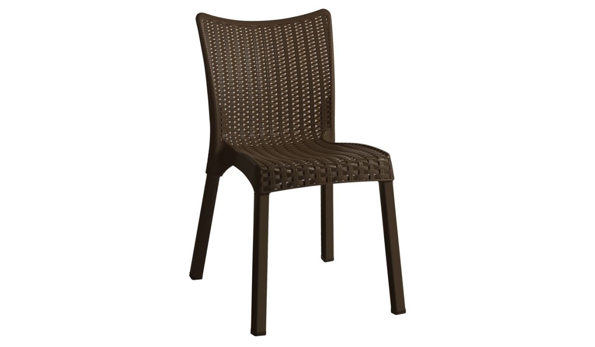 Doret Καρέκλα Στοιβαζόμενη Pp  Καφέ Σκούρο, Με Πόδι Αλουμινίου 50x55x83cm | Mycollection.gr
