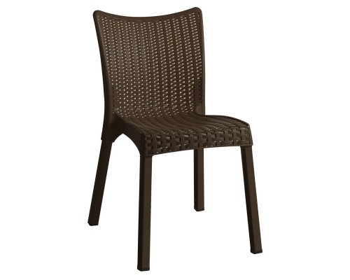 Doret Καρέκλα Στοιβαζόμενη Pp  Καφέ Σκούρο, Με Πόδι Αλουμινίου 50x55x83cm