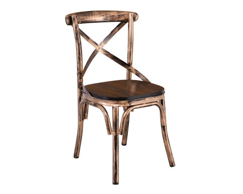 Marlin Wood Καρέκλα Dark Oak, Μέταλλο Βαφή Black Gold 52x51x86cm