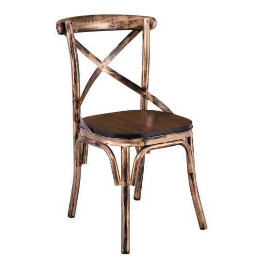 Marlin Wood Καρέκλα Dark Oak, Μέταλλο Βαφή Black Gold 52x51x86cm