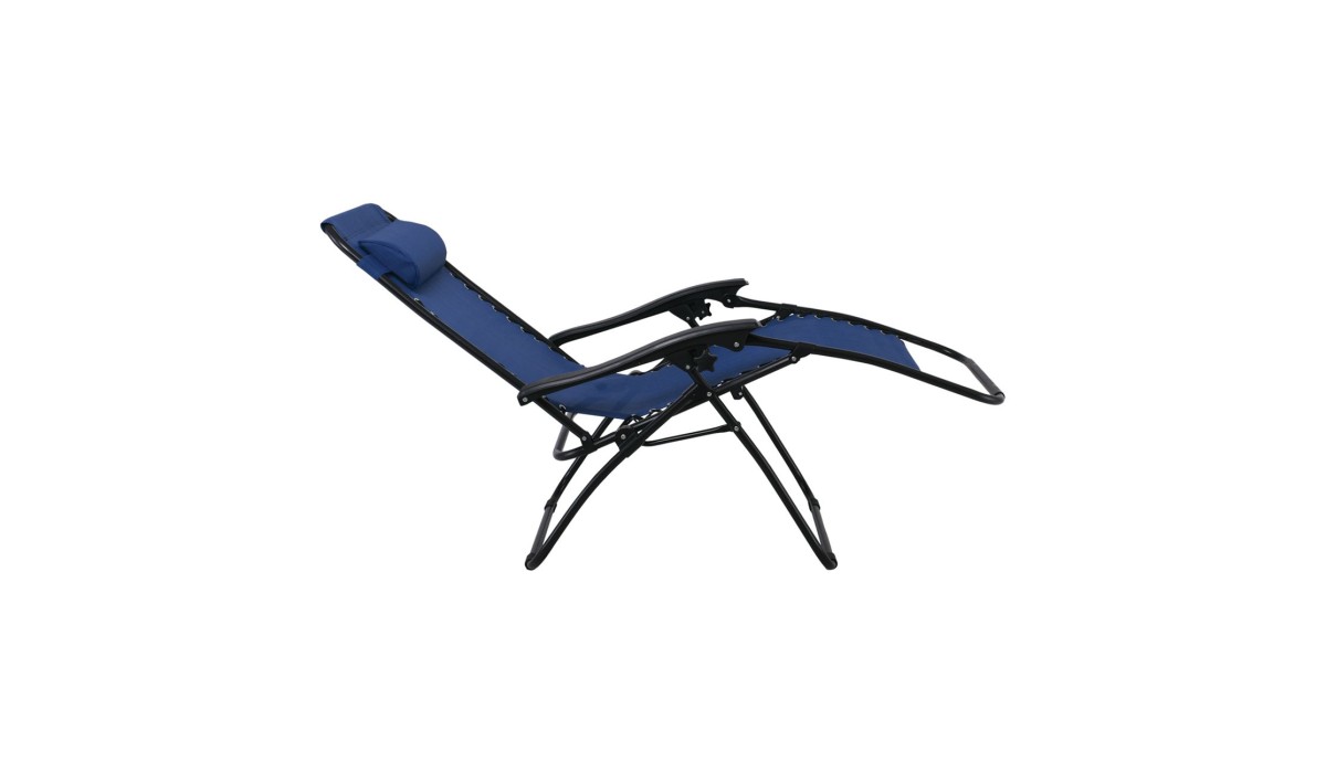Super Relax Πολυθρόνα Με Υποπόδιο, Μέταλλο Βαφή Ανθρακί, Textilene Μπλε 165x65x112cm | Mycollection.gr