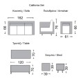 California Σαλόνι - Τραπεζαρία Τραπέζι+3Θέσιος+2 Πολυθρόνες+ 2 Σκαμπό Μέταλλο-Wicker Φυσικό Table:120x70x70cm Set 7 Seats | Mycollection.gr