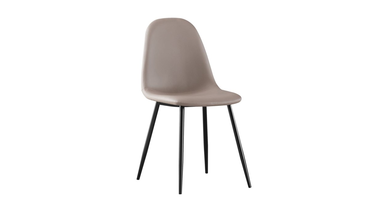 Celina Καρέκλα Μέταλλο Βαφή Μαύρο, Pvc Cappuccino 45x54x85cm | Mycollection.gr