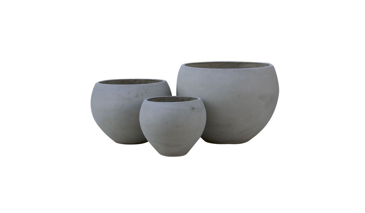 Flower Pot-5  Set 3 Τεμαχίων Cement Grey Φ32x26 / Φ43x32 / Φ55x40cm | Mycollection.gr