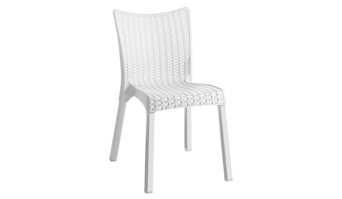 Doret Καρέκλα Στοιβαζόμενη Pp Άσπρο, Με Πόδι Αλουμινίου 50x55x83cm | Mycollection.gr