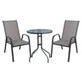 Rio Set Κήπου - Βεράντας: Τραπέζι + 2 Πολυθρόνες Μέταλλο Βαφή Ανθρακί, Textilene Γκρι Table:Φ60x70 Armchair:55x74x91 | Mycollection.gr