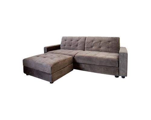 Jackson Καναπές - Κρεβάτι Και Σκαμπό Με Χώρους Αποθήκευσης, Ύφασμα Grey Brown 193x141x81 H.77 Bed:101x166x40