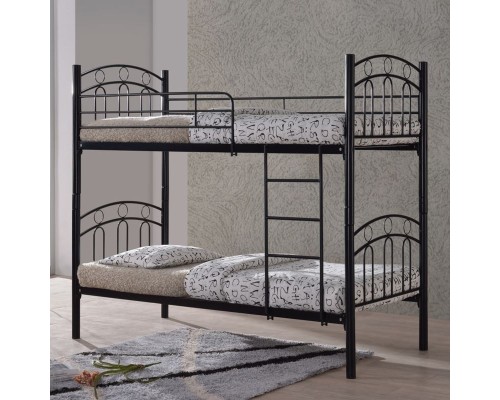Decker Κρεβάτι Κουκέτα Μέταλλο Βαφή Μαύρο 98x210x176 (Στρώμα 90x200)cm