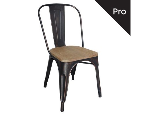 Relix Wood Καρέκλα-Pro, Μέταλλο Βαφή Antique Black, Απόχρωση Ξύλου Natural Oak 45x51x85cm
