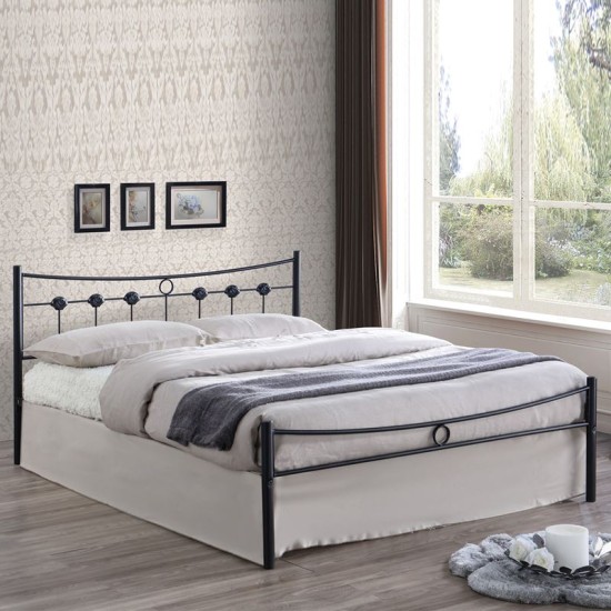 Dugan Κρεβάτι Διπλό, Για Στρώμα 150X200Cm, Μέταλλο Βαφή Μαύρο 156x205x83cm