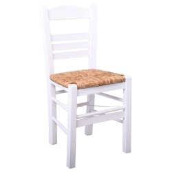 Σιφνοσ Καρέκλα Οξιά Βαφή Εμποτισμού Λάκα Άσπρο, Κάθισμα Ψάθα 41x45x88cm