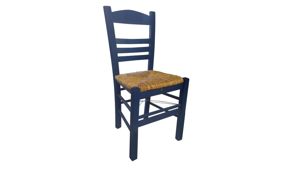 Σιφνοσ Καρέκλα Οξιά Βαφή Εμποτισμού Ανιλίνη Μπλε, Κάθισμα Ψάθα 41x45x88cm | Mycollection.gr