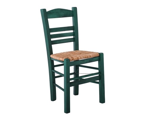 Σιφνοσ Καρέκλα Οξιά Βαφή Εμποτισμού Ανιλίνη Πράσινο, Κάθισμα Ψάθα 41x45x88cm