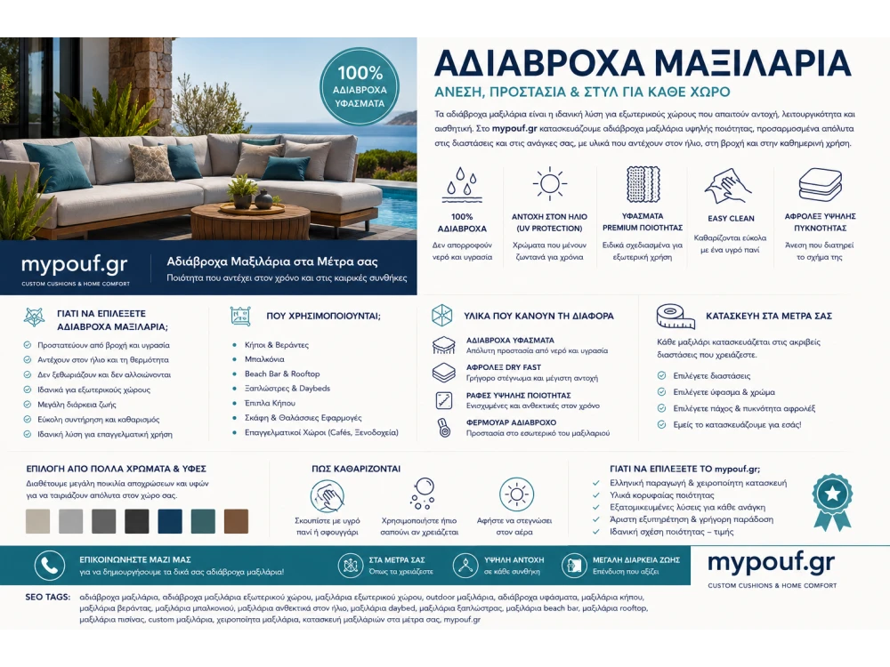Αδιάβροχα Μαξιλάρια στα Μέτρα σας
