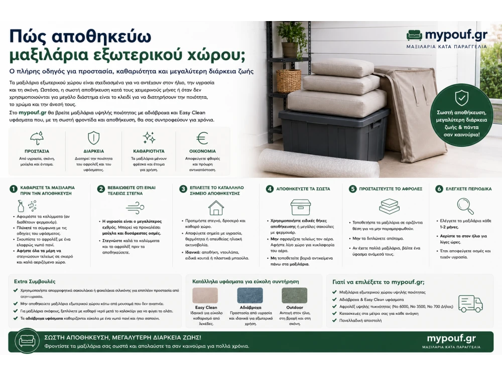Πώς αποθηκεύω μαξιλάρια εξωτερικού χώρου