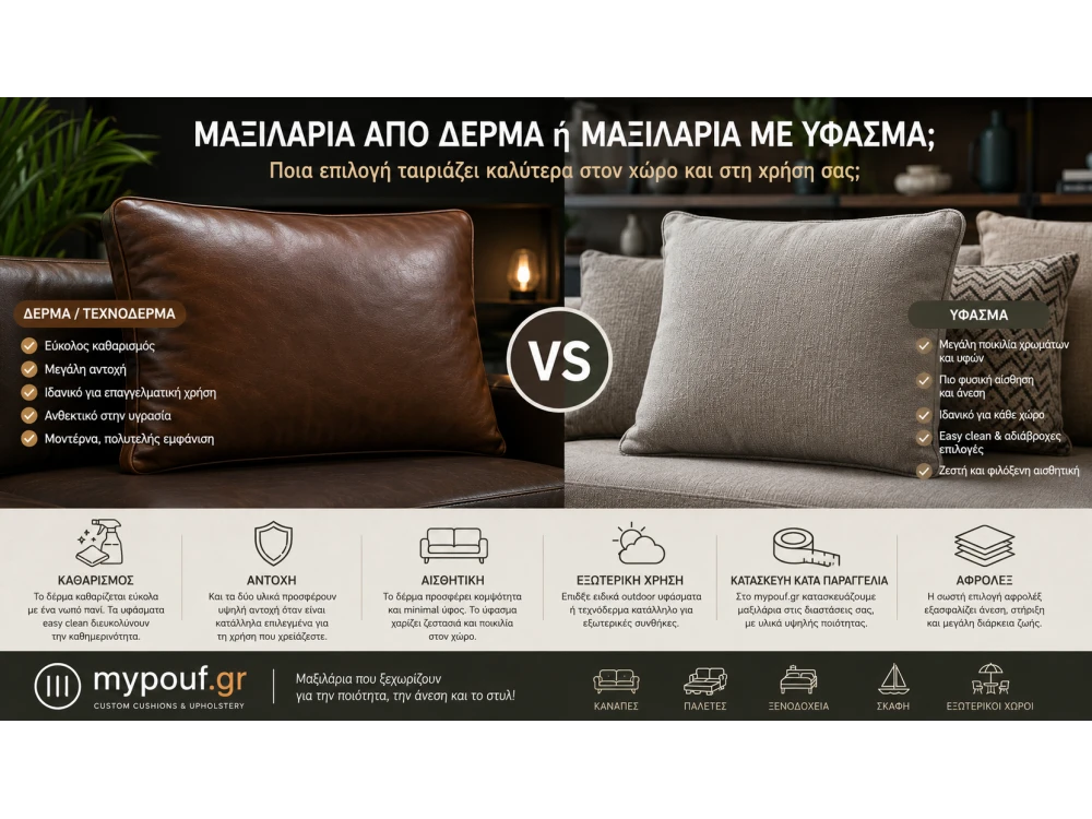 Μαξιλάρια από Δέρμα ή Μαξιλάρια με Ύφασμα;