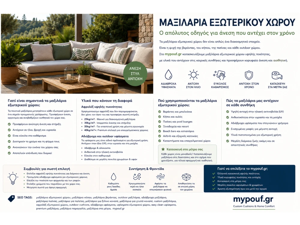 Μαξιλάρια Εξωτερικού Χώρου στα Μέτρα σας