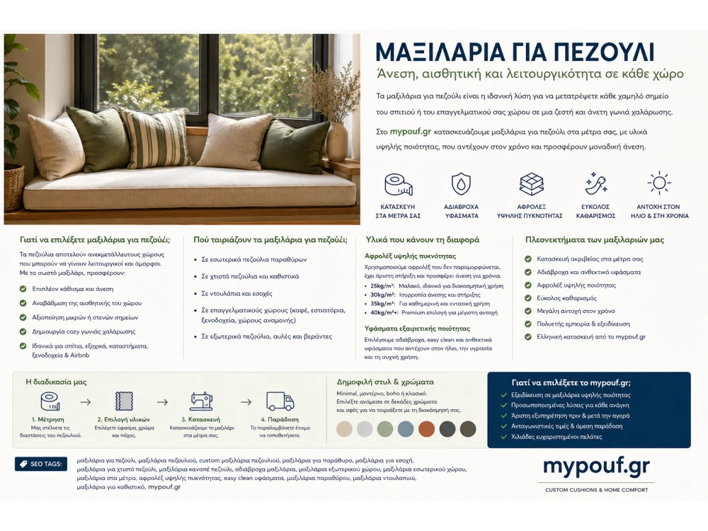 Μαξιλάρια για Πεζούλι στα Μέτρα σας