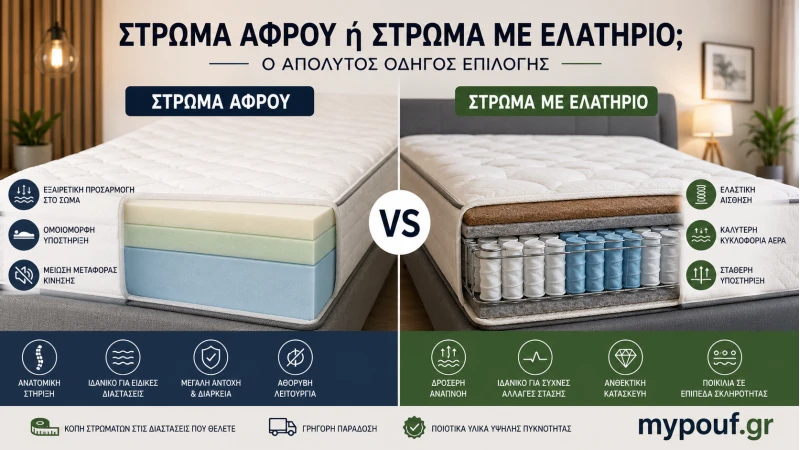 Στρώμα Αφρού ή Στρώμα με Ελατήριο; Πλήρης Οδηγός Επιλογής
