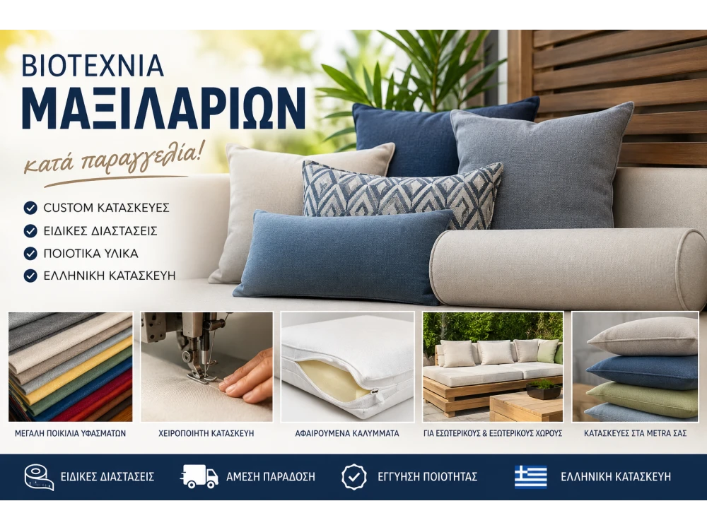 Βιοτεχνία Μαξιλαριών | Custom Μαξιλάρια Κατά Παραγγελία Ελληνικής Κατασκευής