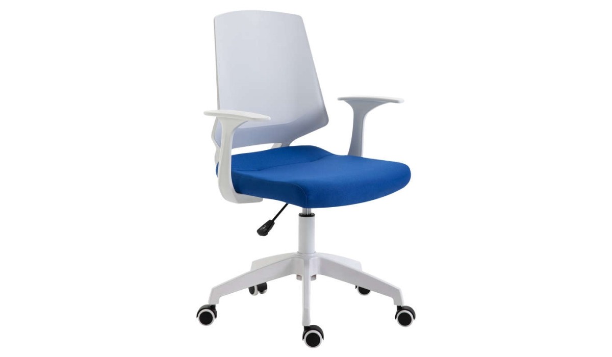 A1150-W Λευκό/μπλε Ύφασμα Πολυθρόνα Γραφείου | Mycollection.gr