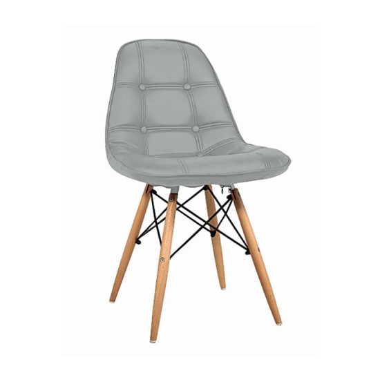 Amanta Grey(Σ4)Καρέκλα Ξύλο/δερματίνη